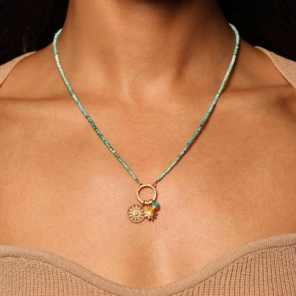 Mini Elephant Lotus Heart Sun And Moon Pendant Necklace Stainless Steel Electroplating Unisex