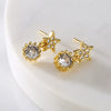Mini Exquisite Geometric Stud Earrings For Women Copper Plated Real Gold Zircon