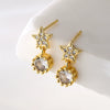 Mini Exquisite Geometric Stud Earrings For Women Copper Plated Real Gold Zircon