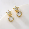 Mini Exquisite Geometric Stud Earrings For Women Copper Plated Real Gold Zircon
