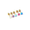 Mini Gem Piercing Earrings Stainless Steel Geometric Goldplated Electroplating For Women