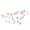 Mini Gem Piercing Earrings Stainless Steel Geometric Goldplated Electroplating For Women