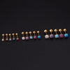Mini Gem Piercing Earrings Stainless Steel Geometric Goldplated Electroplating For Women