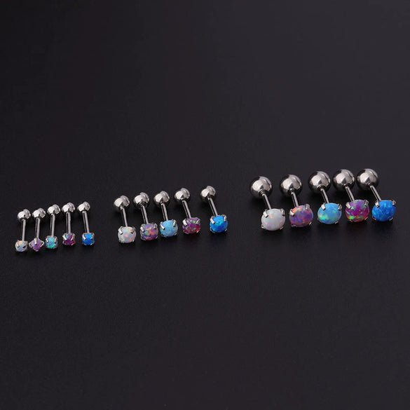 Mini Gem Piercing Earrings Stainless Steel Geometric Goldplated Electroplating For Women