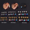 Mini Gem Piercing Earrings Stainless Steel Geometric Goldplated Electroplating For Women