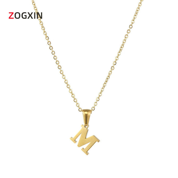 Mini Letter Stainless Steel Mirror Polished Pendant Necklace With Electroplating Polishing For Women