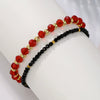 Mini Red Black Crystal Beaded Bracelet Handmade Geometric Glass Stainless Steel Bracelet For Women