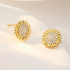 Mini Sunflower Earrings For Women Copper Goldplated Polish Style