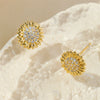 Mini Sunflower Earrings For Women Copper Goldplated Polish Style