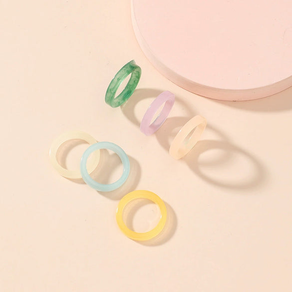 Minimalist Acrylic Geometric Ring Set Candy Color Simple Fashion Rings For Women And Unisex Wear