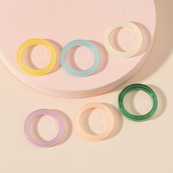 Minimalist Acrylic Geometric Ring Set Candy Color Simple Fashion Rings For Women And Unisex Wear