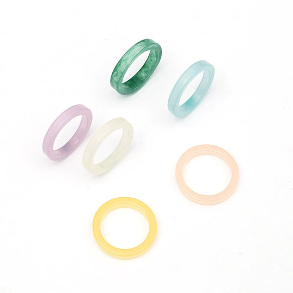 Minimalist Acrylic Geometric Ring Set Candy Color Simple Fashion Rings For Women And Unisex Wear