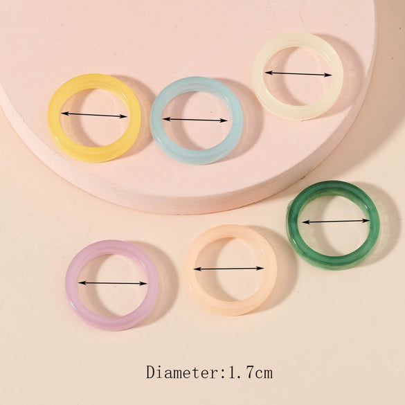 Minimalist Acrylic Geometric Ring Set Candy Color Simple Fashion Rings For Women And Unisex Wear