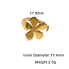Minimalist Adjustable Stainless Steel Open Ring For Women With Flower Shape Sweet Style And 18K Gold Electroplated Finish