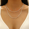 Minimalist Alloy Cross Pendant Necklace Set With Electroplating Water Wave Chain For Women