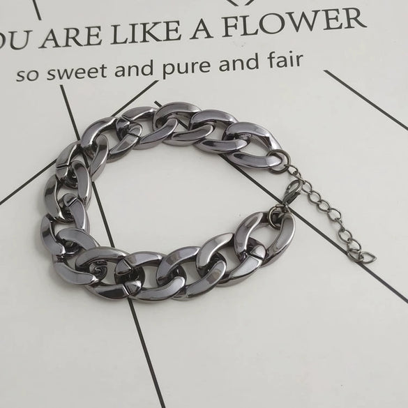 Minimalist Alloy Geometric Thick Chain Bracelet For Women Electroplated Fashion Jewelry Wholesale