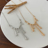 Minimalist Alloy Liquid Lava Pendant Necklace Irregular Collarbone Chain Electroplated Simple Fashion Jewelry For Women