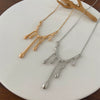 Minimalist Alloy Liquid Lava Pendant Necklace Irregular Collarbone Chain Electroplated Simple Fashion Jewelry For Women