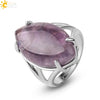 Minimalist Alloy Open Ring With Rhombus Horse Eye Natural Stone Inlay Fashion Adjustable Ring For Women