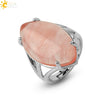 Minimalist Alloy Open Ring With Rhombus Horse Eye Natural Stone Inlay Fashion Adjustable Ring For Women