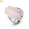 Minimalist Alloy Open Ring With Rhombus Horse Eye Natural Stone Inlay Fashion Adjustable Ring For Women