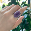 Minimalist Alloy Open Ring With Rhombus Horse Eye Natural Stone Inlay Fashion Adjustable Ring For Women