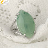 Minimalist Alloy Open Ring With Rhombus Horse Eye Natural Stone Inlay Fashion Adjustable Ring For Women