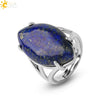 Minimalist Alloy Open Ring With Rhombus Horse Eye Natural Stone Inlay Fashion Adjustable Ring For Women