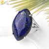 Minimalist Alloy Open Ring With Rhombus Horse Eye Natural Stone Inlay Fashion Adjustable Ring For Women