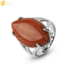 Minimalist Alloy Open Ring With Rhombus Horse Eye Natural Stone Inlay Fashion Adjustable Ring For Women
