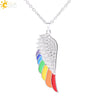 Minimalist Aluminum Alloy Wings Pendant Necklace With Natural Stone Stainless Steel Copper Fittings Electroplated For Men And Women