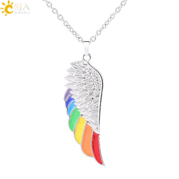 Minimalist Aluminum Alloy Wings Pendant Necklace With Natural Stone Stainless Steel Copper Fittings Electroplated For Men And Women