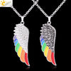 Minimalist Aluminum Alloy Wings Pendant Necklace With Natural Stone Stainless Steel Copper Fittings Electroplated For Men And Women