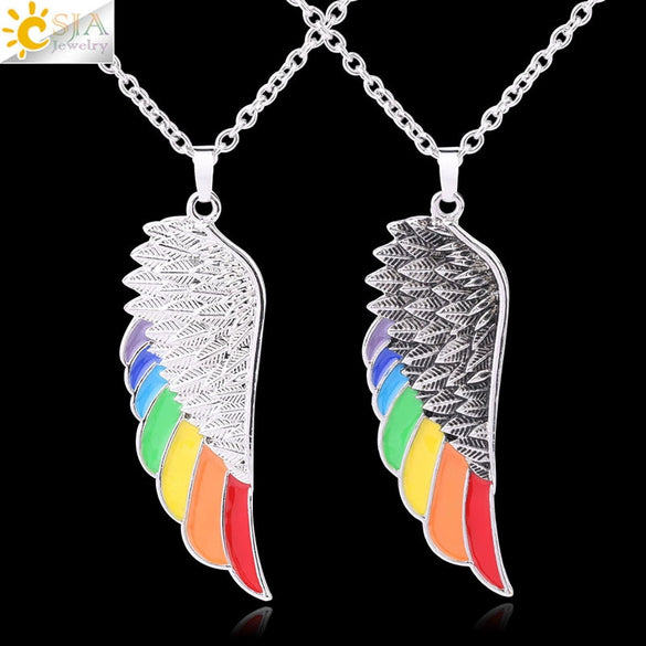 Minimalist Aluminum Alloy Wings Pendant Necklace With Natural Stone Stainless Steel Copper Fittings Electroplated For Men And Women