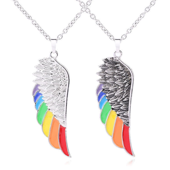 Minimalist Aluminum Alloy Wings Pendant Necklace With Natural Stone Stainless Steel Copper Fittings Electroplated For Men And Women