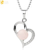 Minimalist Amethyst Crystal Heart Pendant Necklace With Silver Plated Alloy Ball Chain Rhinestone Accent For Couples