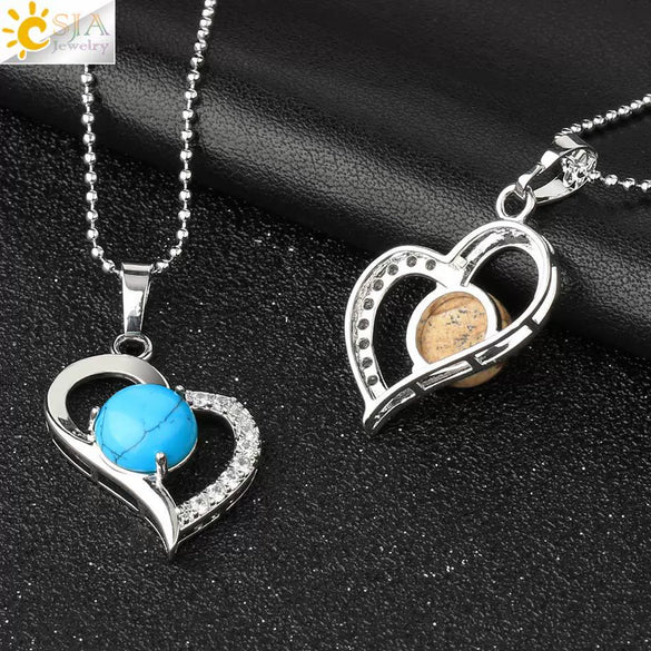 Minimalist Amethyst Crystal Heart Pendant Necklace With Silver Plated Alloy Ball Chain Rhinestone Accent For Couples