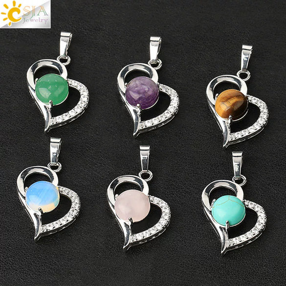 Minimalist Amethyst Crystal Heart Pendant Necklace With Silver Plated Alloy Ball Chain Rhinestone Accent For Couples