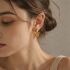 Minimalist C Shaped Stainless Steel Stud Earrings For Women Geometric Niche Style With Vacuum Gold Plated Finish
