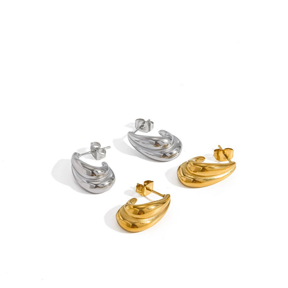 Minimalist C Shaped Stainless Steel Stud Earrings For Women Geometric Niche Style With Vacuum Gold Plated Finish