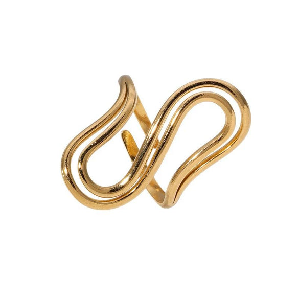 Minimalist Cold Style Sshaped Niche Design Sense Geometric Stainless Steel Ring For Women With Electroplating