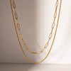 Minimalist Cold Style Stainless Steel And Titanium Steel Geometric Doublelayer Clavicle Chain Necklace With 18K Gold Plated Electroplating For Women