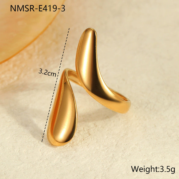 Minimalist Cold Style Stainless Steel Geometric Ring With Electroplating For Women