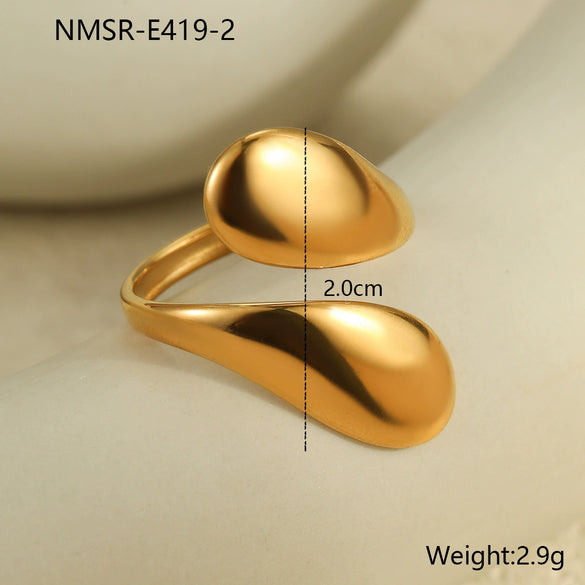 Minimalist Cold Style Stainless Steel Geometric Ring With Electroplating For Women
