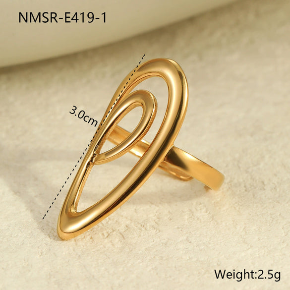 Minimalist Cold Style Stainless Steel Geometric Ring With Electroplating For Women