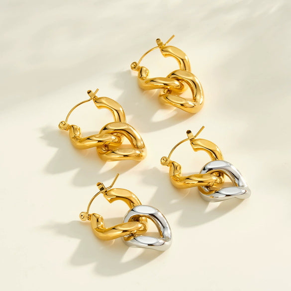 Minimalist Color Block Geometric Stainless Steel Earrings For Women With 18K Gold Vacuum Plated Finish