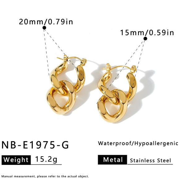Minimalist Color Block Geometric Stainless Steel Earrings For Women With 18K Gold Vacuum Plated Finish