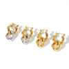 Minimalist Color Block Geometric Stainless Steel Earrings For Women With 18K Gold Vacuum Plated Finish