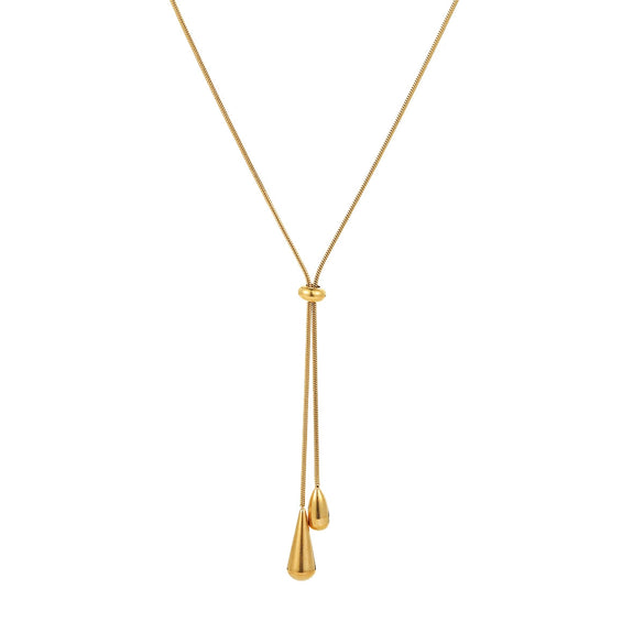 Minimalist Cool Titanium Steel And Stainless Steel Water Drop Pendant Necklace Geometric Pattern Goldplated Women's Accessory