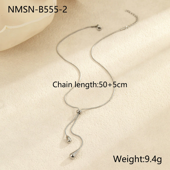 Minimalist Cool Titanium Steel And Stainless Steel Water Drop Pendant Necklace Geometric Pattern Goldplated Women's Accessory